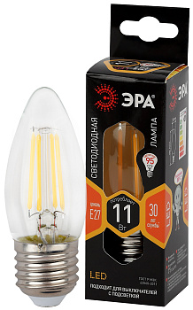 ЭРА F-LED B35-11w-827-E27 (филамент, свеча, 11Вт, тепл, E27)