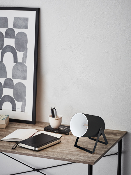 Купить Eglo 99103 Настольная лампа VILLABATE 1, 1х40W (E27), L185, B160, H170, сталь, черный/текстиль,белый