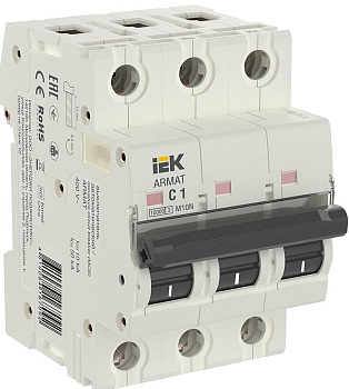 IEK ARMAT Автоматический выключатель M10N 3P C 1А AR-M10N-3-C001
