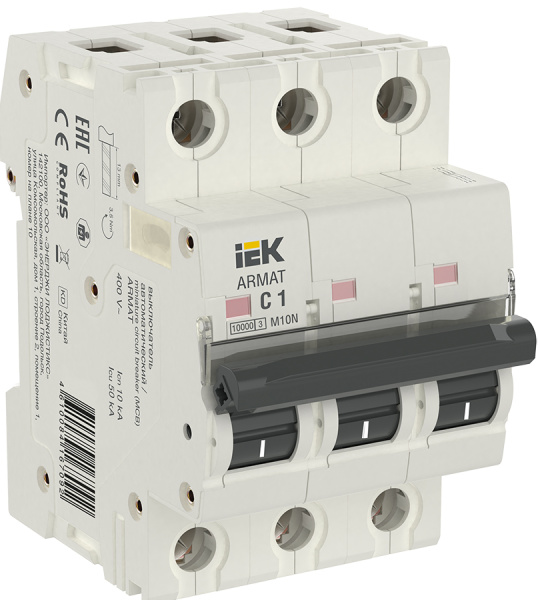 IEK ARMAT Автоматический выключатель M10N 3P C 1А AR-M10N-3-C001