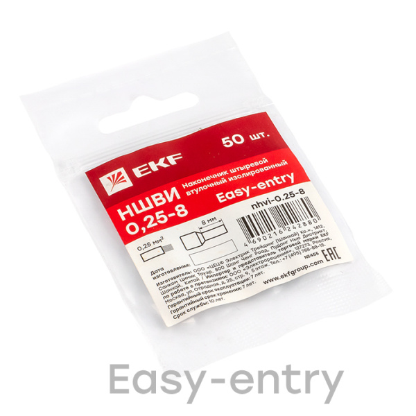 Купить EKF PROxima Наконечник штыревой втулочный НШвИ 0,25-8 (50шт.)