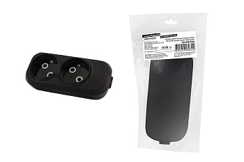 TDM Колодка розеточная 2 гнезда 2П б/з 10А 250В черная серии "Народная" SQ1806-0422