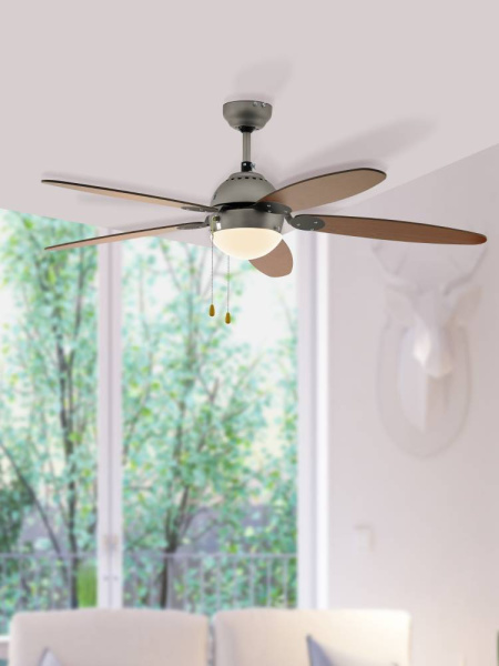 Купить Eglo 35042 Потолочный вентилятор со светильником SUSALE, Ø1320, сталь, никель мат/стекло, белый