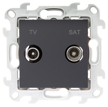 Simon 24 Графит Розетка TV-SAT проходная 2410485-038