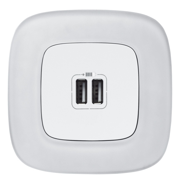 Купить Legrand Valena ALLURE Бел Розетка 2-ая USB 240В/5В 1500мА (с лицевой панелью) 754995