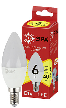 ЭРА ECO LED B35-6W-827-E14 (диод, свеча, 6Вт, тепл, E14)