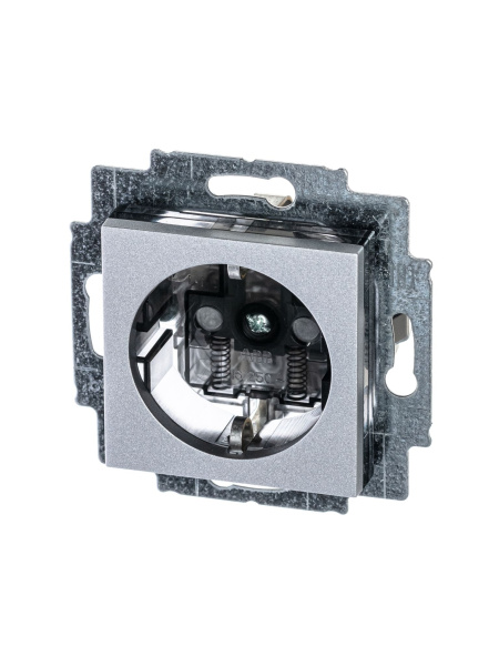 Купить ABB EPJ Levit серебро / дымчатый чёрный Розетка с заземлением со шторками 2CHH203457A6070