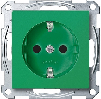 SE Merten SM Зелёная Розетка Schuko для спец. цепей, с защитными шторками, безвинт. зажим MTN2300-0304