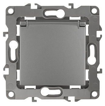 ЭРА 12-2103-12 Розетка 2P+E Schuko со шторками с крышкой, 16A-250В, IP20, 12, Графит