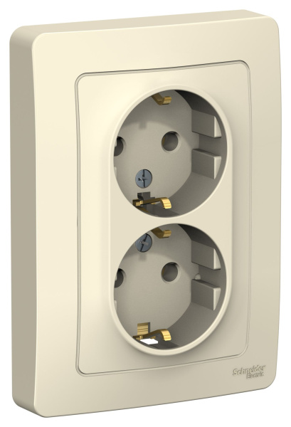 Купить Systeme Electric Blanca внутр Молочная Розетка 2-ая с/з без шторок, 16А, 250В