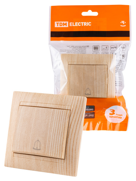 TDM Кнопка звонковая 6А сосна "Лама" SQ1815-0308