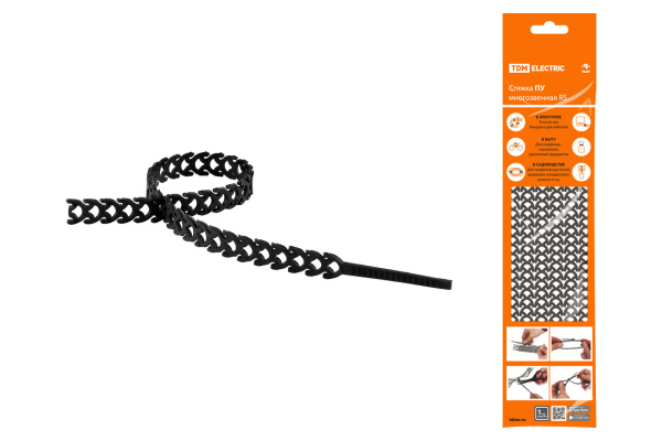 TDM Стяжка чёрная ПУ многозвенная RS 10x300 (20 шт) SQ0515-0604