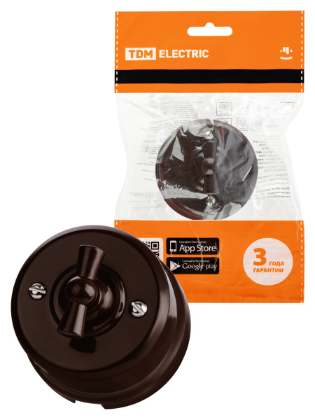 TDM Выключатель поворотный 2-кл. с ручкой (бантик) 10А коричневый «Виви» SQ1820-1406