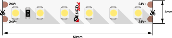 DesignLed Лента светодиодная LUX, 3528, 120 LED/м, 9,6 Вт/м, 24В, IP33, Нейтральный белый (4000K) 002764 00-00002764