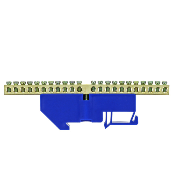 Купить EKF PROxima Шина "0" N (6х9мм) 20 отверстий латунь синий изолятор на DIN-рейку