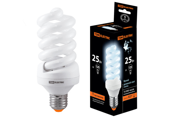 TDM Лампа энергосберегающая КЛЛ-FS-25 Вт-4000 К–Е27 (60х141 мм) SQ0323-0019