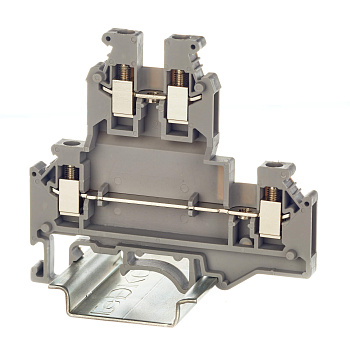 DKC Nuputuk Клемма двухуровневая, винтовой зажим, 4 точки подключения, 2.5 кв.мм, серая