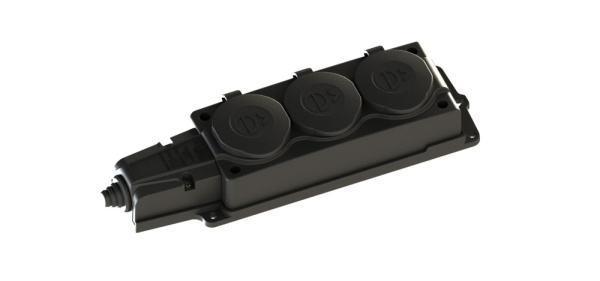 Systeme Electric MultiSet Черная Колодка 3х розетка 2К+З каучуковая 16А/250В IP44