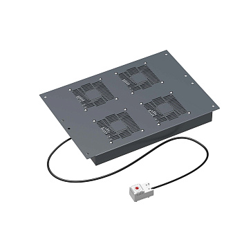 DKC Потолочный модуль 4 вентилятора с термостатом для крыши напольных 19" IT-корпусов ДКС серии CQE шириной 600мм, RAL7011