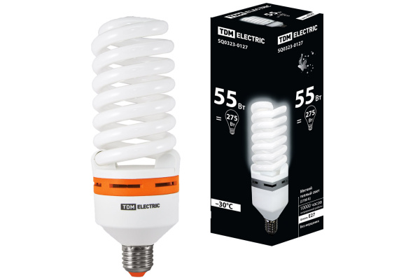 TDM Лампа энергосберегающая КЛЛ-FS-55 Вт-2700 К–Е27 (73х218 мм) SQ0323-0127