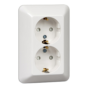 SE Wessen Прима внутр Бел Розетка 2-ая с/з с защитными шторками 16А (в сборе)(опт.упак.) RS16-212-B