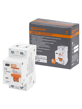 TDM АВДТ 32 2P(1P+N) C6А 30мА 4,5кА тип АС SQ0202-0516