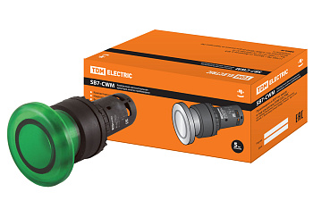 TDM Кнопка грибовидная SB7-CWM31-24V(LED) d35мм 1з зеленая SQ0746-0050