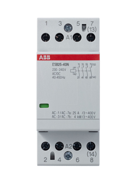 Купить ABB Контактор ESB25-40N-06 модульный (25А АС-1, 4НО), катушка 230В AC/DC 1SAE231111R0640