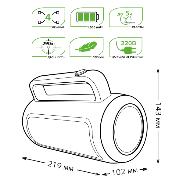 Купить Gauss Фонарь прожекторный модель GFL603 8W 400lm lead acid 1500mAh диммируемый LED 1/10/20 GF603