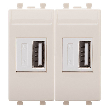 DKC USB зарядное устройство модульное, "Avanti", "Ванильная дымка", 2 модуля