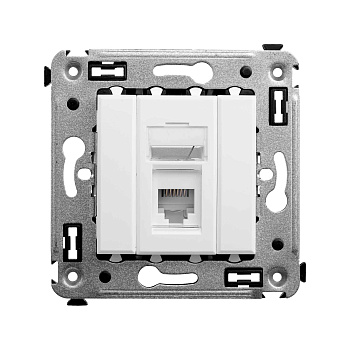 DKC Телефонная розетка RJ-12 в стену одинарная, "Avanti", "Белое облако"