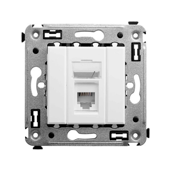DKC Телефонная розетка RJ-12 в стену одинарная, "Avanti", "Белое облако"