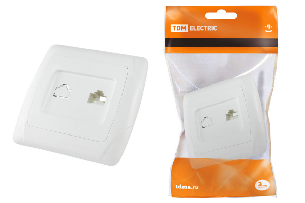 TDM Розетка компьютерная RJ45  белая "Онега" SQ1805-0022