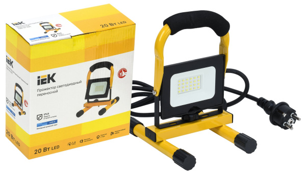 IEK Прожектор LED СДО 06-20П переносной 6500К IP65 черный