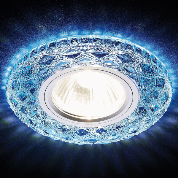 Купить Ambrella Встраиваемый точечный светильник со светодиодной лентой S288 BL хром/сапфир хрусталь/MR16+3W(LED WHITE)