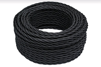 BIRONI Черный матовый Витой провод 3*0,75 50м B1-432-73-50