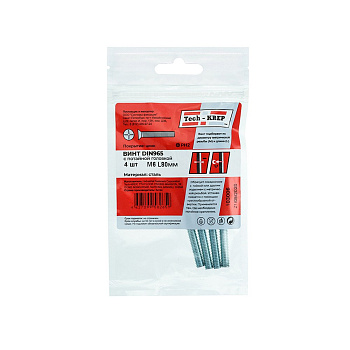 Tech-Krep Винт DIN965 с потайной головкой оцинк. М6х80 (4 шт) - пакет 103006