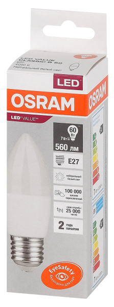 Купить Osram LVCLB60 7SW/840 230V E27 10X1 4058075579477