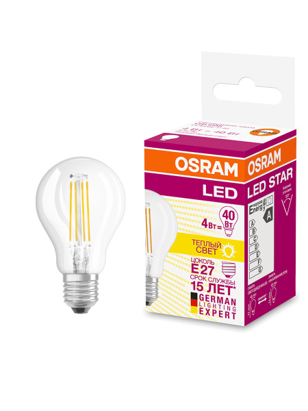 Купить Osram Лампа LED шар прозрачный E27 5,4W 830 4052899971639