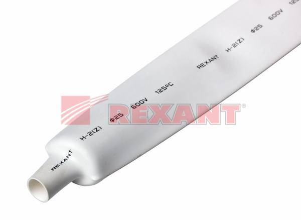 Купить 25.0 / 12.5 мм 1м термоусадка белая Rexant 22-5001