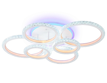 Ambrella Светильник потолочный светодиодный с RGB подсветкой и пультом FA9528/2+2+2 WH белый 160W 6400K/3000K+RGB 720*540*140 (ПДУ РАДИО 2.4G)