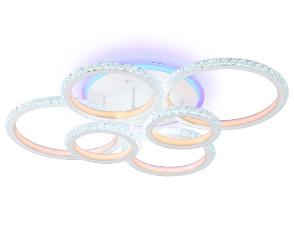 Ambrella Светильник потолочный светодиодный с RGB подсветкой и пультом FA9528/2+2+2 WH белый 160W 6400K/3000K+RGB 720*540*140 (ПДУ РАДИО 2.4G)