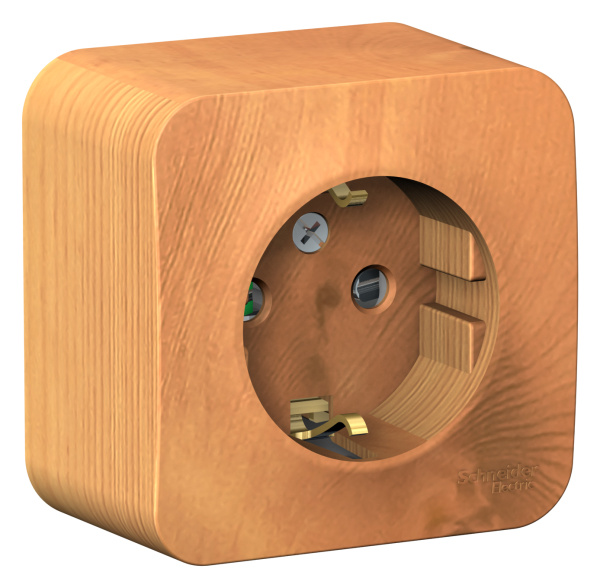 Купить Systeme Electric Blanca наруж Ясень Розетка с/з со шторками, 16А, 250В