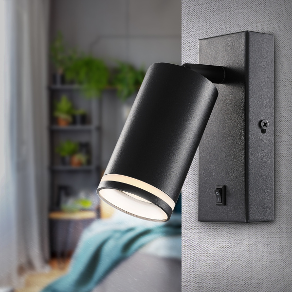 ЭРА Светильник настенный ЭРА WL19 BK GU10 MR16 IP20 черный