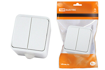 TDM Выключатель 2-кл. OУ IP44 10А белый "Орель" SQ1802-0002