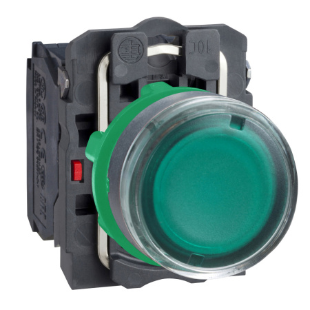 SE XB5 Кнопка с возвратом зеленая с подсветкой 230В 1НО+1НЗ XB5AW33M5