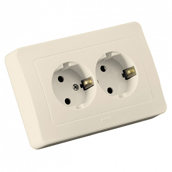 Hegel Мастер внутр Слоновая кость РС16-351-01 Розетка с/з двойная