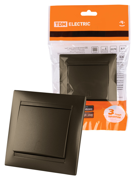 TDM Кнопка звонковая 6А бронза "Лама" SQ1815-0708