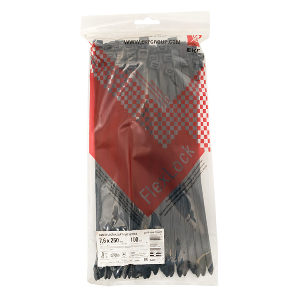 Купить EKF PROxima Хомут P6.6 стандартный (ч), 7.6x250 (100шт) FlexLock