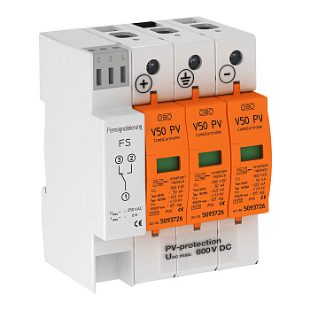 OBO Bettermann УЗИП для фотогальванических сетей 3 пол. (Класс I+II), 600 В 5093625